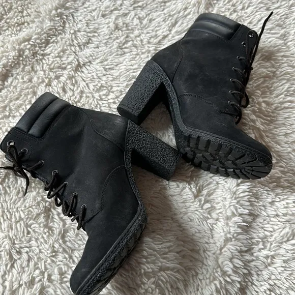 COPY - Timberland Tillston Lace up High Heel Booties Black Size 7.5