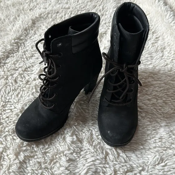 COPY - Timberland Tillston Lace up High Heel Booties Black Size 7.5