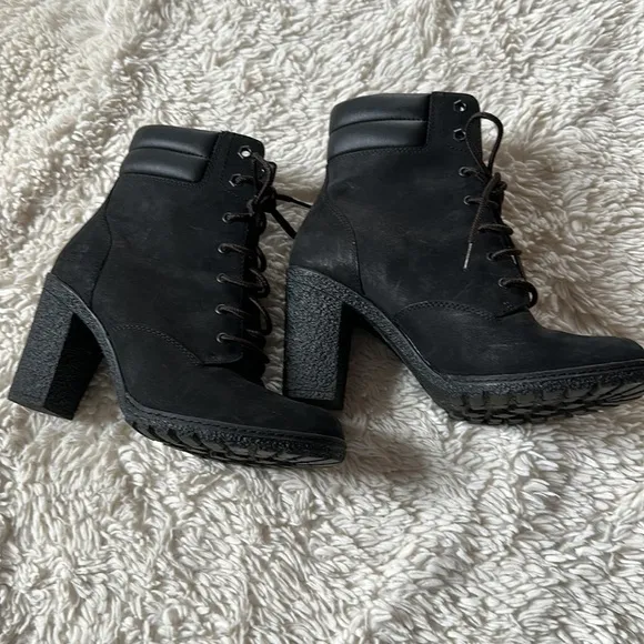 COPY - Timberland Tillston Lace up High Heel Booties Black Size 7.5