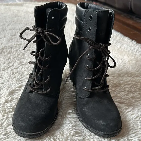 COPY - Timberland Tillston Lace up High Heel Booties Black Size 7.5