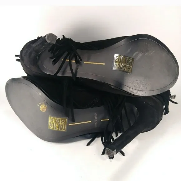Cowgirl Core ANTHROPOLOGIE Dolce Vita Fringe Peep Toe Heel Ankle Boots 6.5
