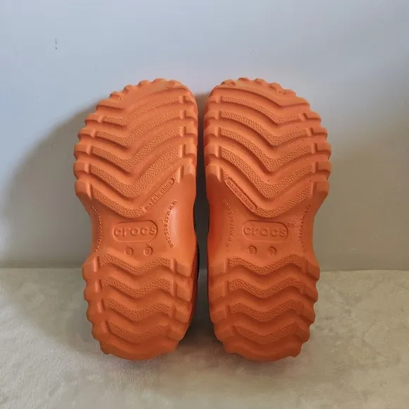 Crocs Axle Orange Brown Leather All Terrain Duck Islander Boat Shoes M5 W7