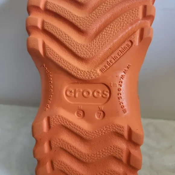 Crocs Axle Orange Brown Leather All Terrain Duck Islander Boat Shoes M5 W7