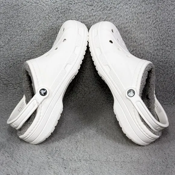 Crocs Baya Lined Mens Size 10 Slip On Clog Shoes White Comfort 205969-11Η