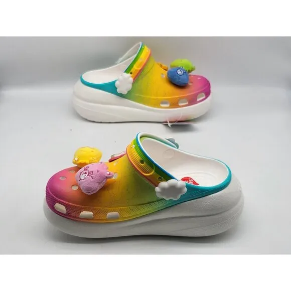 Crocs Care Bears Crush Clog Light-Up Rainbow Womens Size 6 Shoes