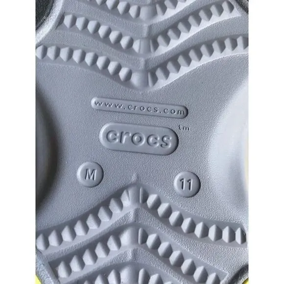 Crocs Classic All-Terrain Sandals Men's Sz 11 Slip On Clog Shoes Grey Yellow NEW