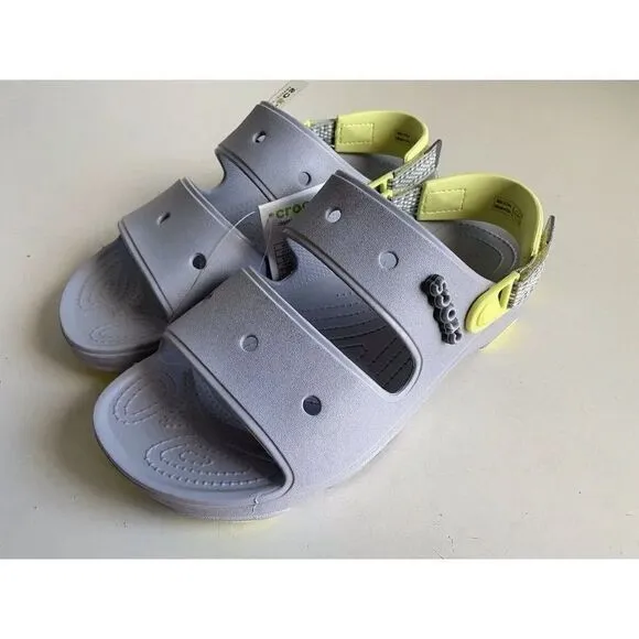 Crocs Classic All-Terrain Sandals Men's Sz 11 Slip On Clog Shoes Grey Yellow NEW