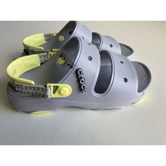 Crocs Classic All-Terrain Sandals Men's Sz 11 Slip On Clog Shoes Grey Yellow NEW