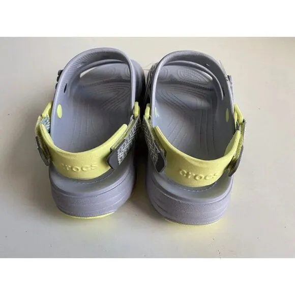 Crocs Classic All-Terrain Sandals Men's Sz 11 Slip On Clog Shoes Grey Yellow NEW
