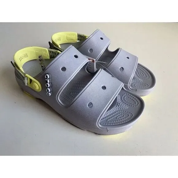 Crocs Classic All-Terrain Sandals Men's Sz 11 Slip On Clog Shoes Grey Yellow NEW