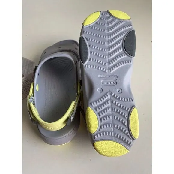 Crocs Classic All-Terrain Sandals Men's Sz 11 Slip On Clog Shoes Grey Yellow NEW