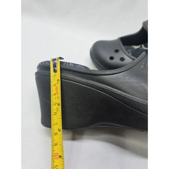 Crocs Frances Mary Jane Wedge Mule Slip On Shoes Black Comfort Women’s Size 7