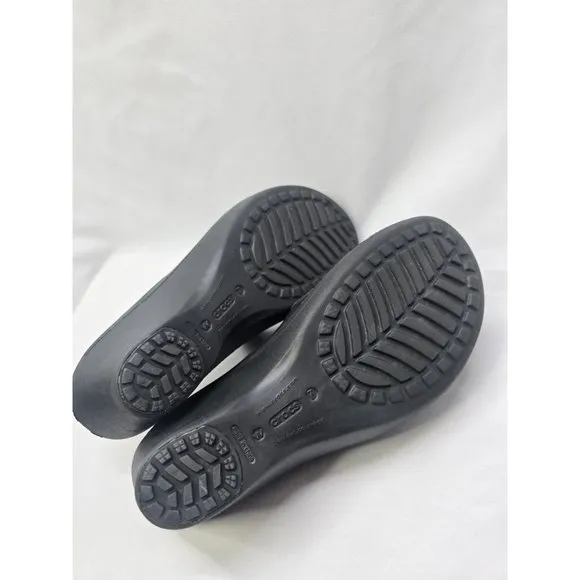 Crocs Frances Mary Jane Wedge Mule Slip On Shoes Black Comfort Women’s Size 7