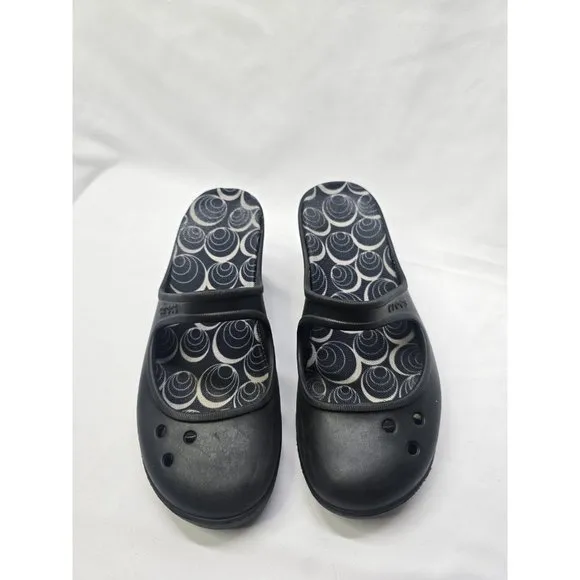 Crocs Frances Mary Jane Wedge Mule Slip On Shoes Black Comfort Women’s Size 7