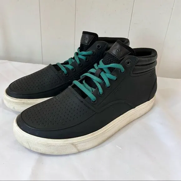 Crocs Sneakers Mens 9 Citilane Roka Chukka Boots High Top Black White Shoes
