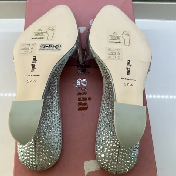 Cult Gaia Isabella Vinyl Wedge Slide Rhinestonetone Sandals Size 7.5