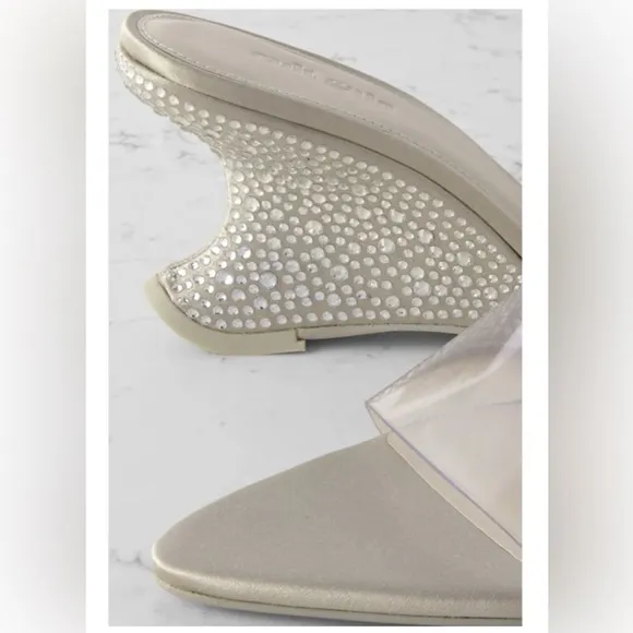 Cult Gaia Isabella Vinyl Wedge Slide Rhinestonetone Sandals Size 7.5