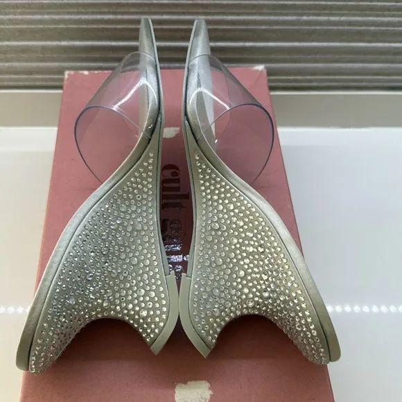 Cult Gaia Isabella Vinyl Wedge Slide Rhinestonetone Sandals Size 7.5