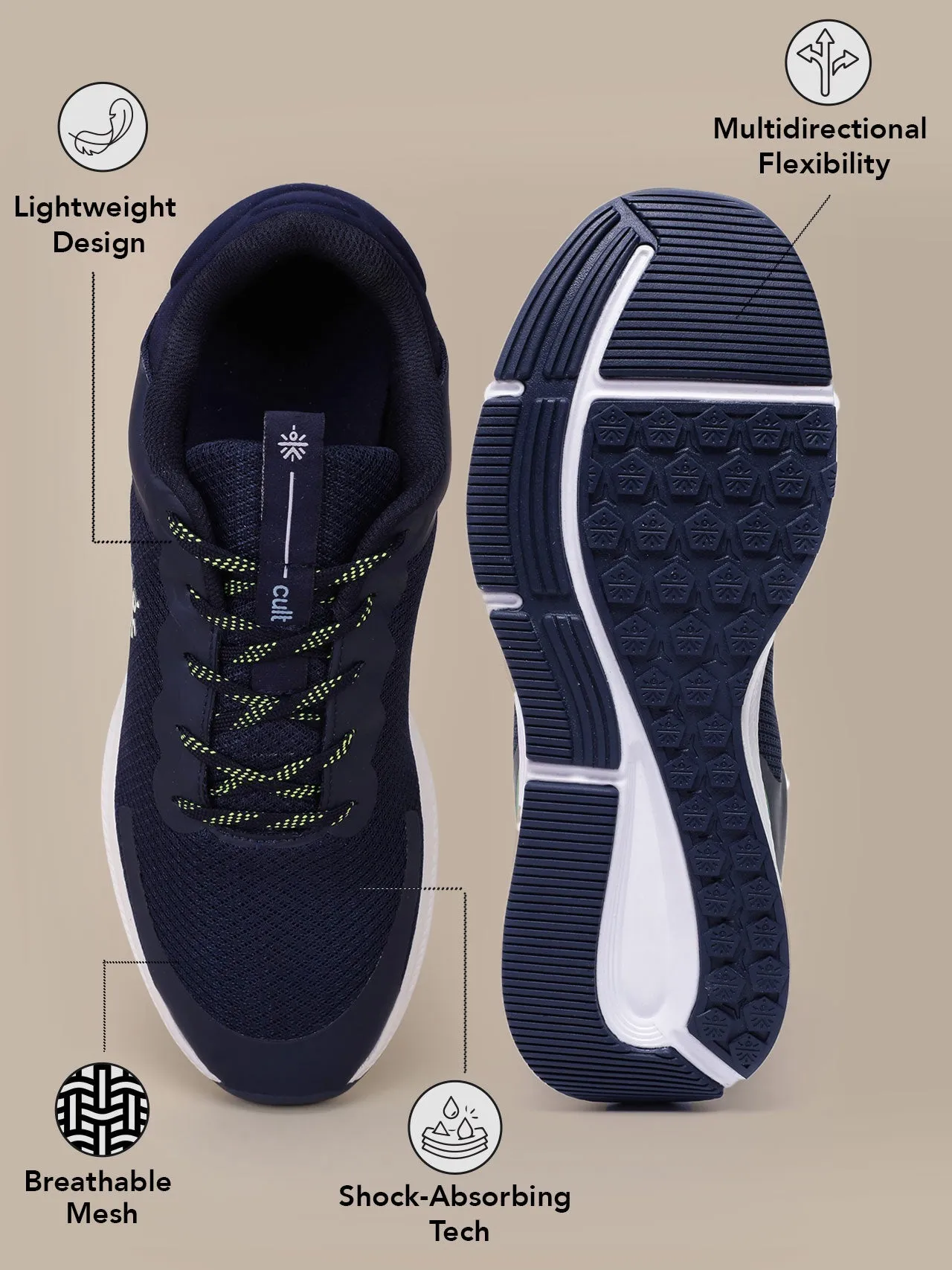 cult Men's SwiftStride Running Shoes - Navy/Green