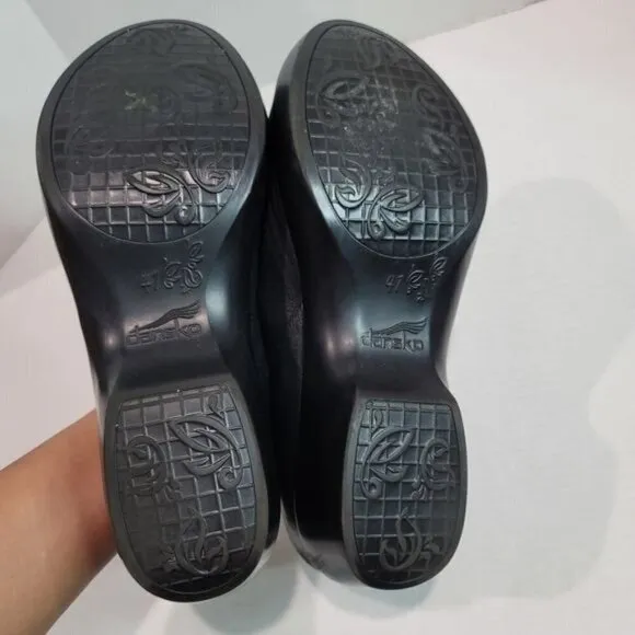 DANSKO Black Slip On Leather Clogs Size 41