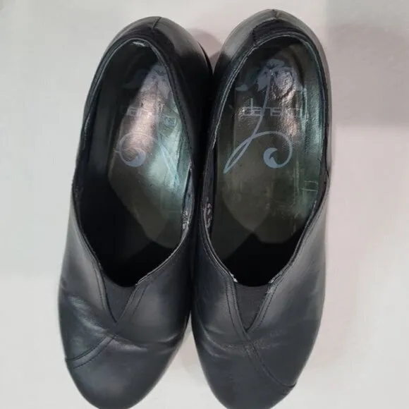 DANSKO Black Slip On Leather Clogs Size 41