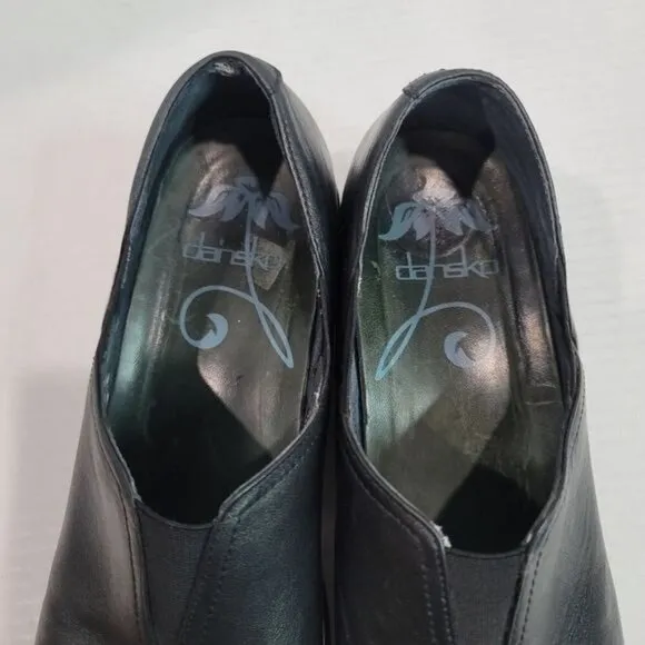 DANSKO Black Slip On Leather Clogs Size 41