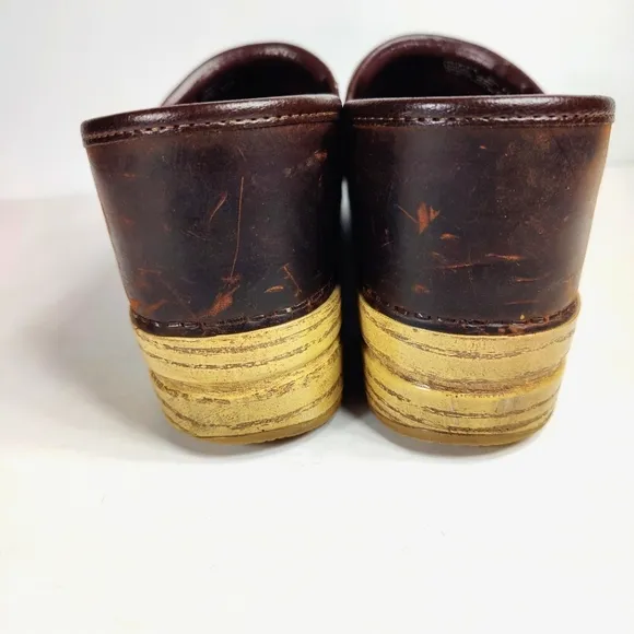 Dansko Burnished Leather Professional Brown Clog Women's Shoe Size 11.5-12 EU 42