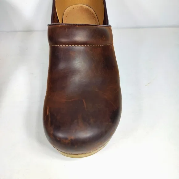 Dansko Burnished Leather Professional Brown Clog Women's Shoe Size 11.5-12 EU 42