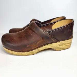 Dansko Burnished Leather Professional Brown Clog Women's Shoe Size 11.5-12 EU 42