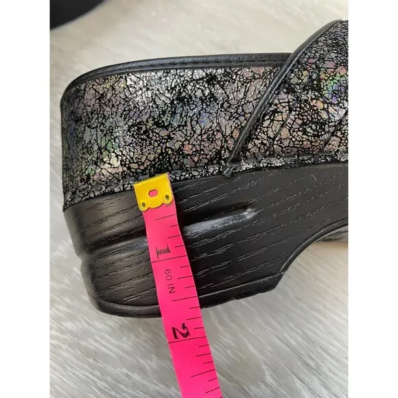 Dansko Professional Women's Clog US 6.5 Black Pewter Iridescent Leather  Shoes