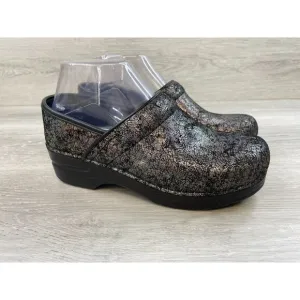 Dansko Professional Women's Clog US 6.5 Black Pewter Iridescent Leather  Shoes