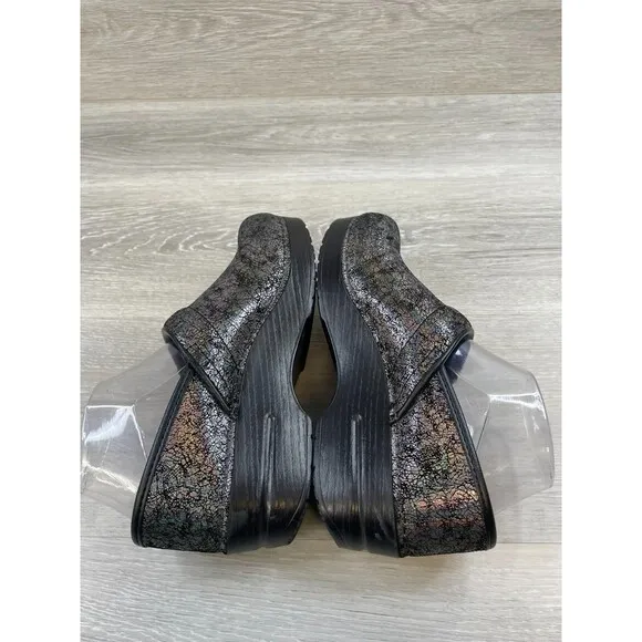 Dansko Professional Women's Clog US 6.5 Black Pewter Iridescent Leather  Shoes