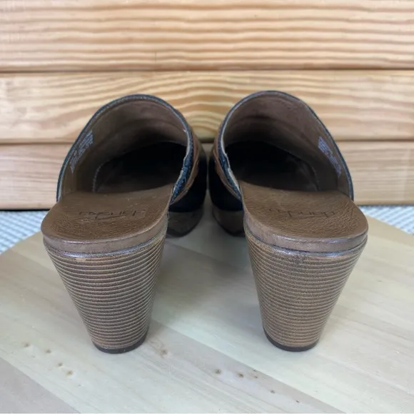 Dansko RACH Mule Clogs 1800027800 Black Leather Block Heel Shoes Shootie Biker