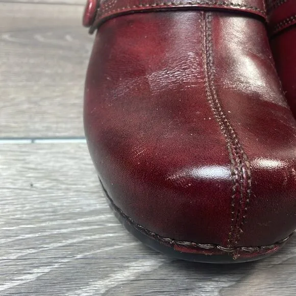 Dansko Solstice Monk Burgundy Red Leather Women’s Sz 6.5-7/EU 37 Slip On Clogs