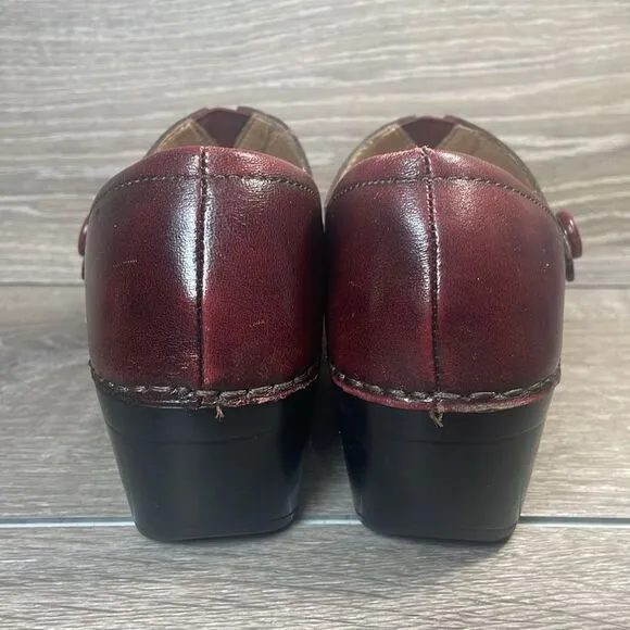 Dansko Solstice Monk Burgundy Red Leather Women’s Sz 6.5-7/EU 37 Slip On Clogs