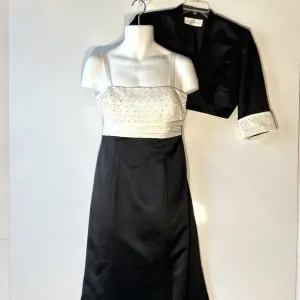 David's Bridal 2pc SZ16 Black &amp; White Satin Lace Beaded Formal Wedding Black Tie