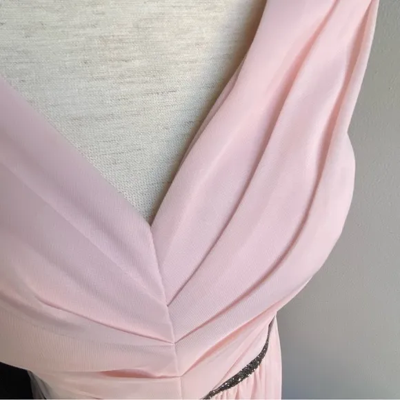 David’s Bridal Blush Pink Mesh Dress Prom Bridesmaid Formal Mother of Bride Sz12
