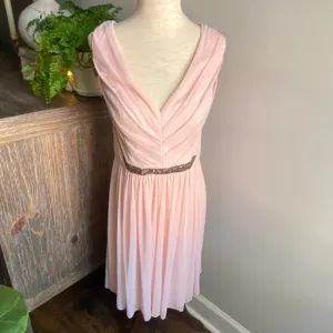 David’s Bridal Blush Pink Mesh Dress Prom Bridesmaid Formal Mother of Bride Sz12