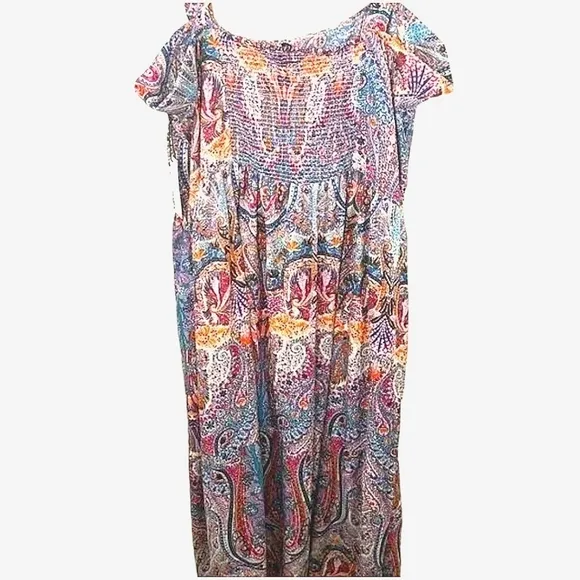 Dex Plus Thalia Maxi Dress Crown Floral Print Sleeveless Tiered Skirt Sz 1X NWT