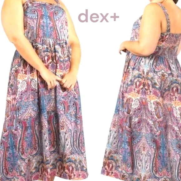 Dex Plus Thalia Maxi Dress Crown Floral Print Sleeveless Tiered Skirt Sz 1X NWT