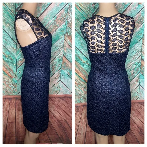 Diane Von Furstenberg Navy Lace Kinchu Dress