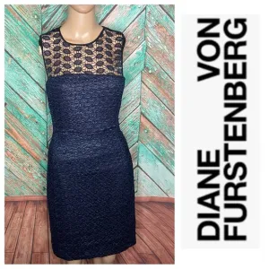 Diane Von Furstenberg Navy Lace Kinchu Dress