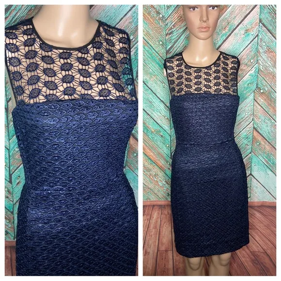 Diane Von Furstenberg Navy Lace Kinchu Dress