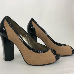 Diane Von Furstenberg Shoes Peep Toe High Heel EUC Pony Hair Pumps