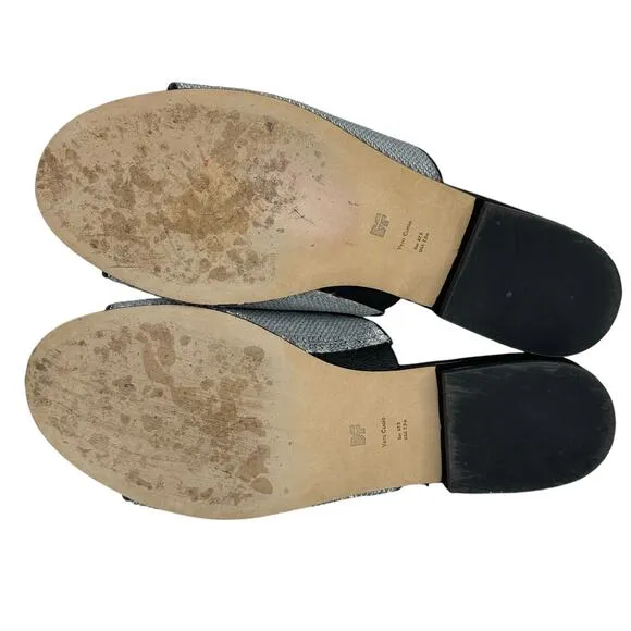 Diane Von Furstenberg Women's Samassi Slide SZ 7.5 Sandals Shoes Silver Sequin