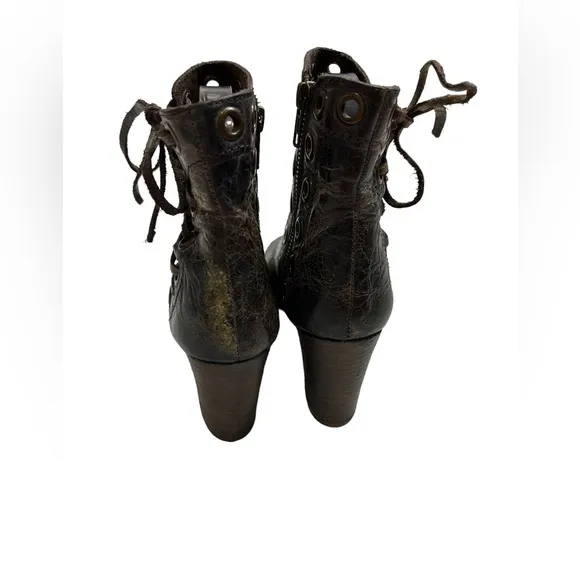 Diba True Vintage Leather Lace Up Bootie Heel 7.5