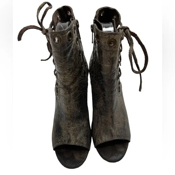 Diba True Vintage Leather Lace Up Bootie Heel 7.5