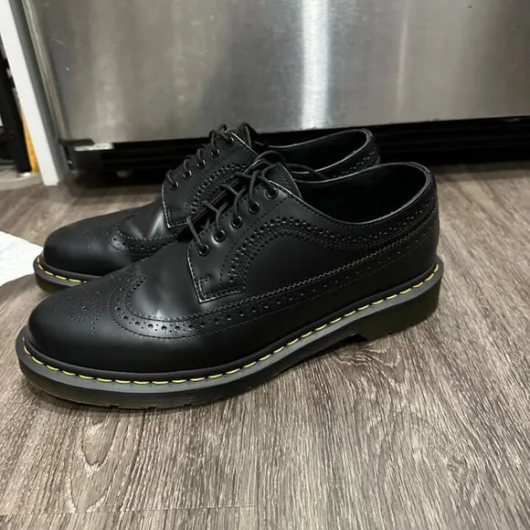 Doc Marten's 3989 Yellow Stitch Smooth Leather Brogue Shoes
