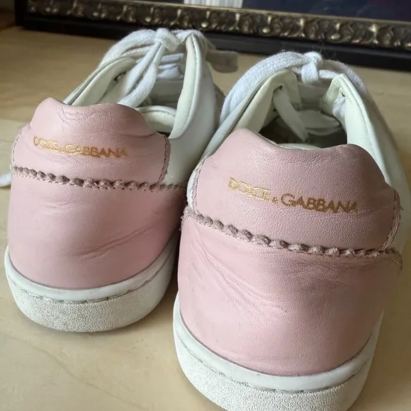 Dolce &amp; Gabbana Girls Kids Pink and White Sneakers - 29  / 11.5 - Small Flaw