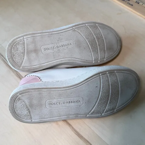 Dolce &amp; Gabbana Girls Kids Pink and White Sneakers - 29  / 11.5 - Small Flaw